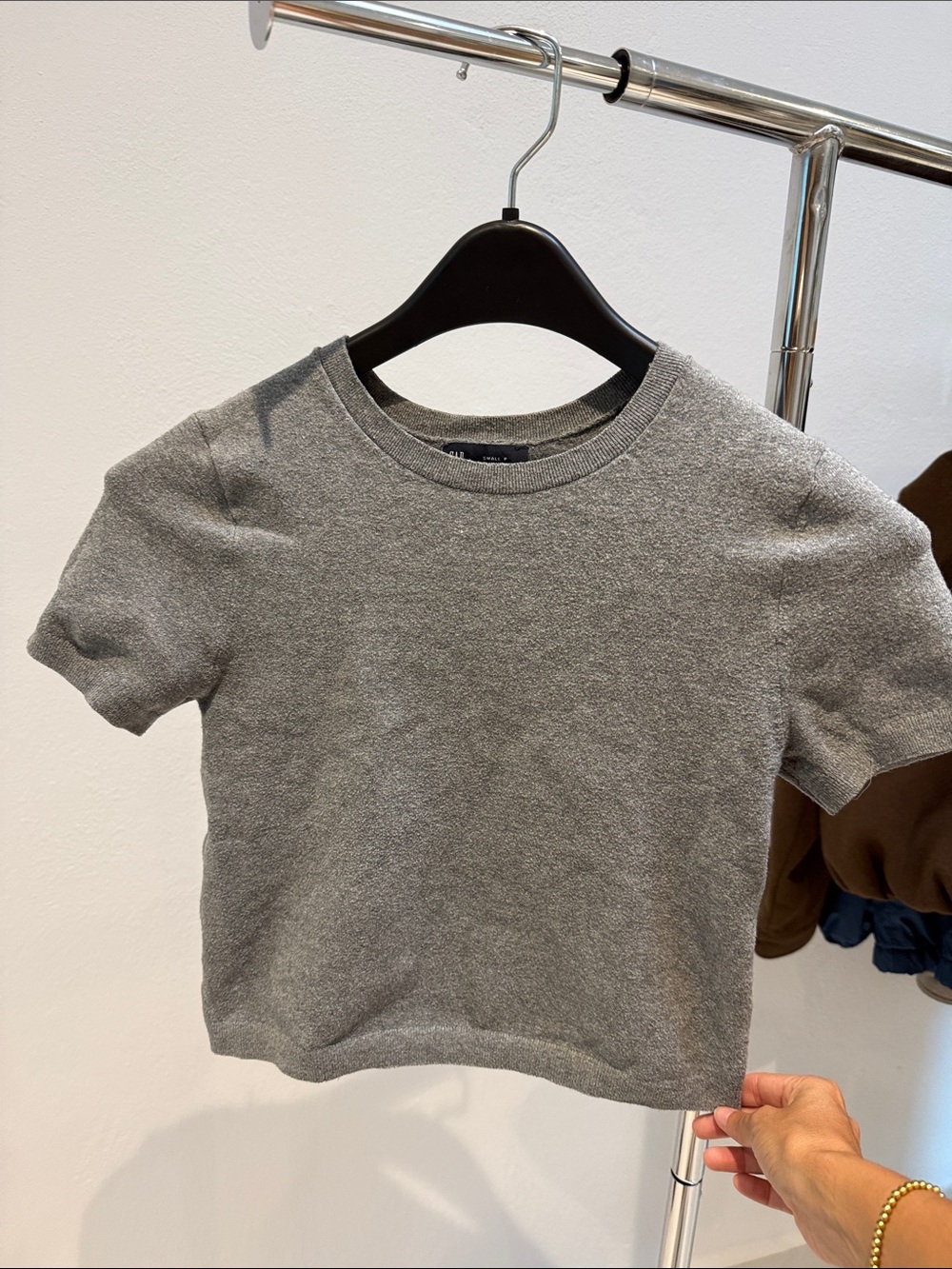 Gap Cashsoft Short Sleeve Crewneck Top - Gray